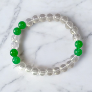 Clear Quartz & Aventurine Healing Bracelet 8MM Stretchable Lab Certified