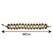 Close-up of Natural Tiger Eye Bracelet with polished 7MM beads on elastic band