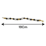 Close-up of a handcrafted lava bracelet featuring genuine lab-certified black lava beads on an elastic cord