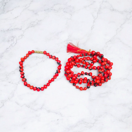 Combo Natural Lal Gunja Mala | Red Chirmi Beads Mala and Red Gunja Bracelet – Natural Lal Gunja Ka Bracelet – Lab Certified – Malawala