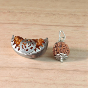 Combo Rudraksha pendant featuring lab certified 1 Mukhi and 6 Mukhi beads set in metal caps, ideal for spiritual and energy healing purposes
