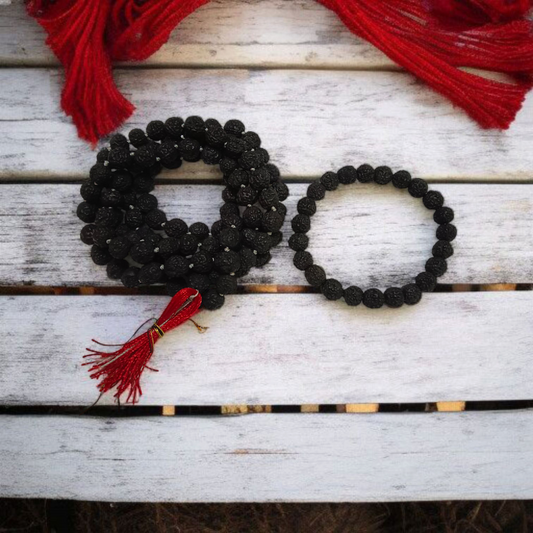 Combo of Black Rudraksha Mala & Black Rudraksha Bracelet | Lab Certified – Malawala
