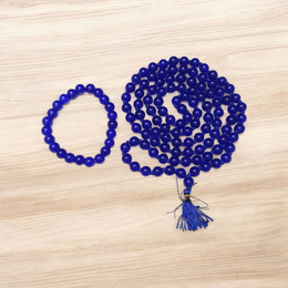 Combo of Blue Hakik Mala & Blue Tourmaline Bracelet | Lab Certified - Malawala