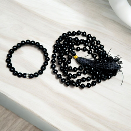 Combo of Natural Black Agate Mala & Black Agate Bracelet | Lab Certified – Malawala