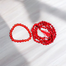 Combo of Red Agate Mala & Red Agate Bracelet | Lab Certified – Malawala