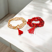 Combo of White Gunja Mala & Red Gunja Malawala  108+1 Beads - Malawala