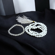 Combo of White Hakik Mala & White Hakik Bracelet | Lab Certified – Malawala