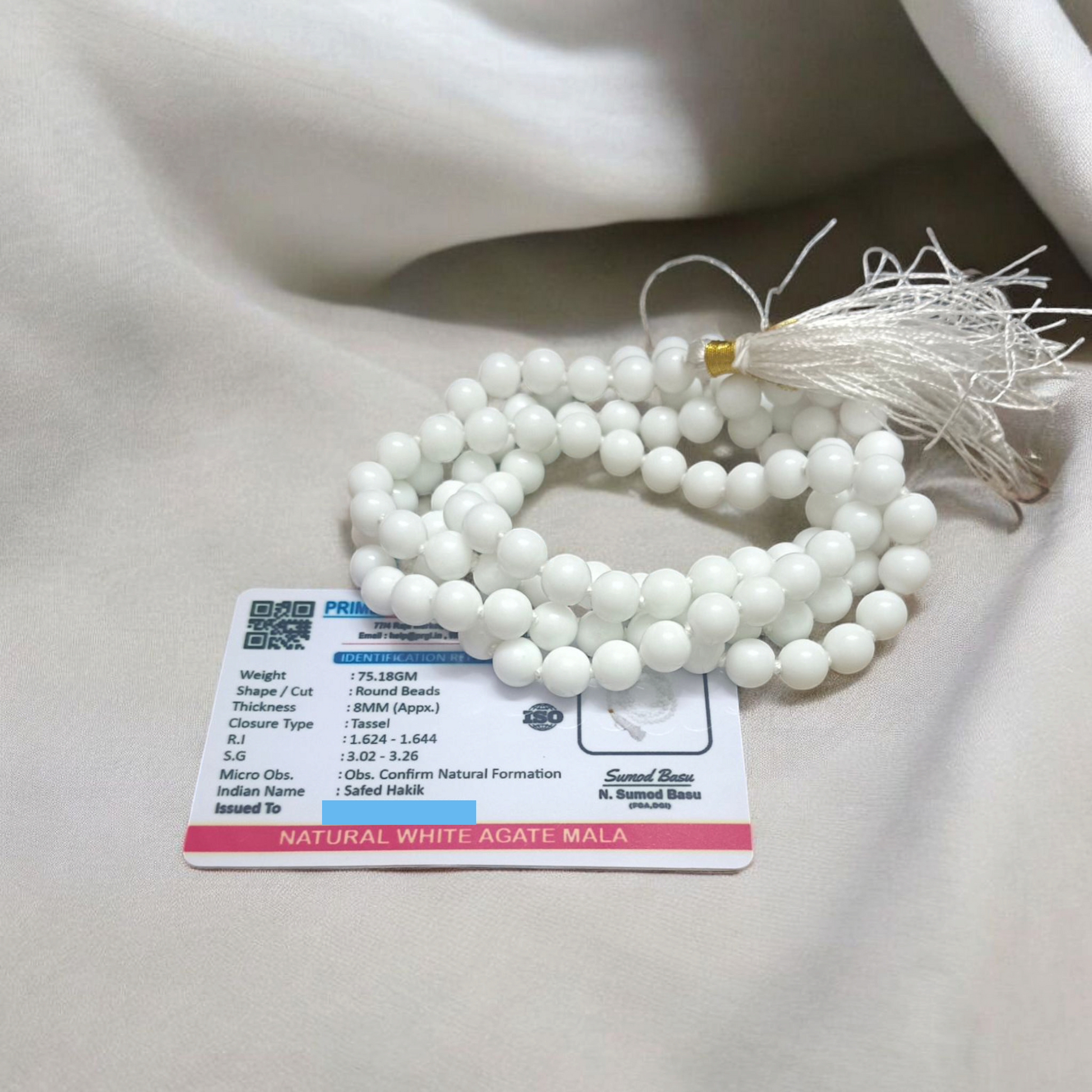 Combo of White Hakik Mala & White Hakik Bracelet | Lab Certified – Malawala