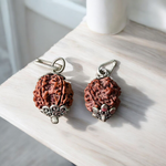 Combo pendant with lab certified 6 Mukhi and 4 Mukhi Rudraksha beads in metal caps, designed for wisdom, strength, and communication