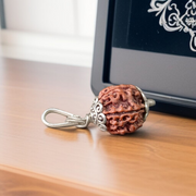 Combo pendant with lab certified 6 Mukhi and 4 Mukhi Rudraksha beads in metal caps, designed for wisdom, strength, and communication