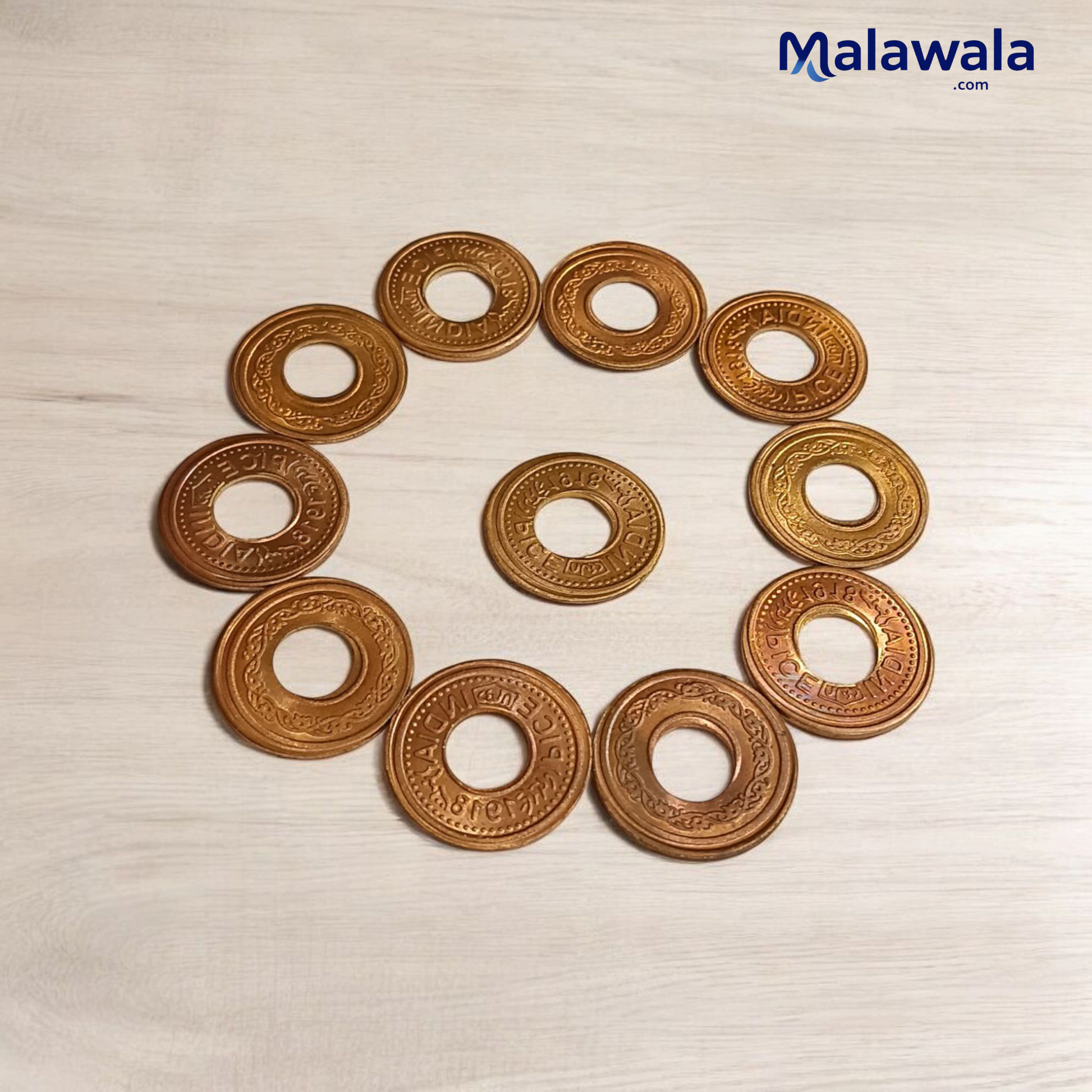 Copper Hole Coin – Set of 7 | For Vastu Remedies, Feng Shui & Wealth Attraction – Malawala
