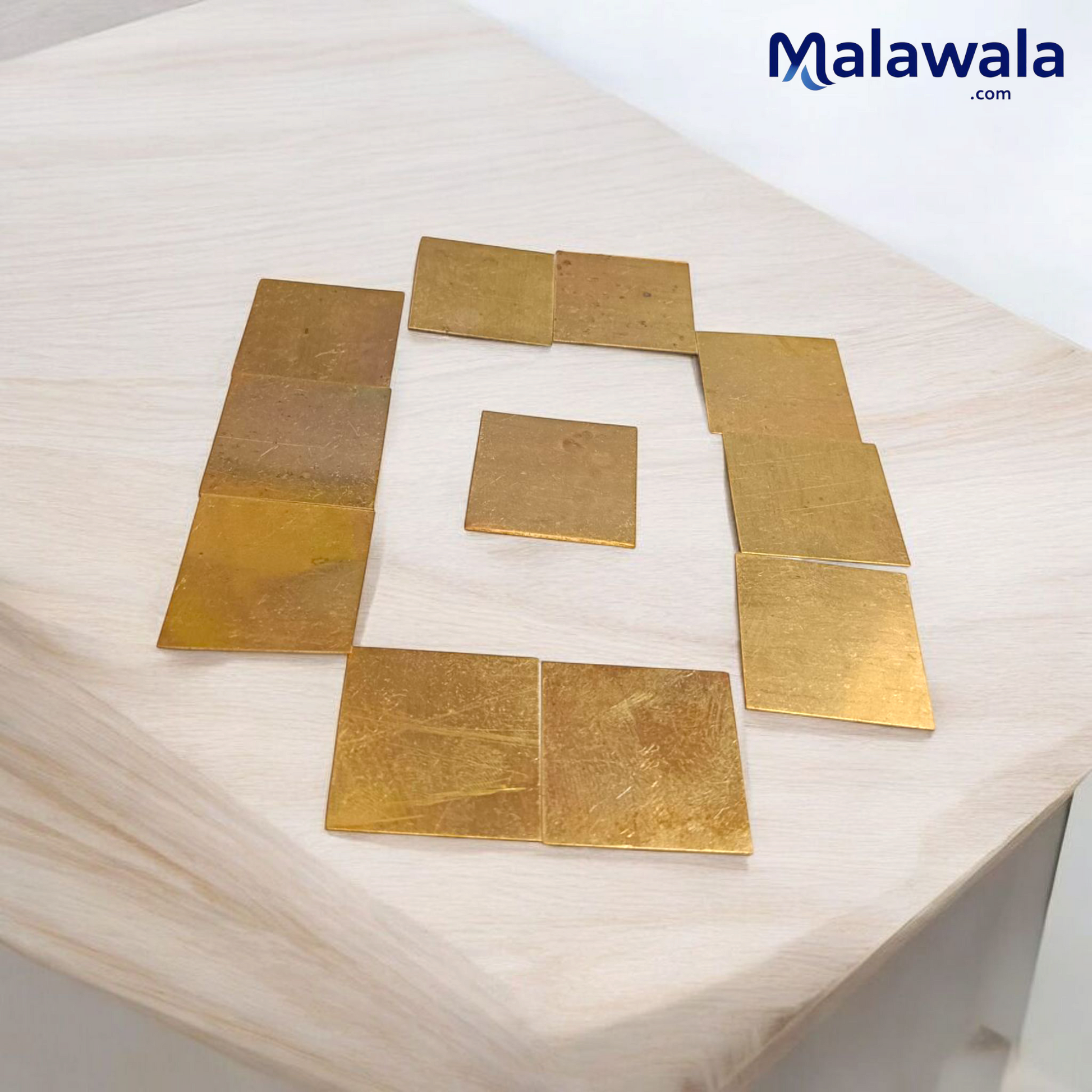 Copper Square Piece | Set of 11 | Copper Patra | For Pooja and Rituals – Malawala