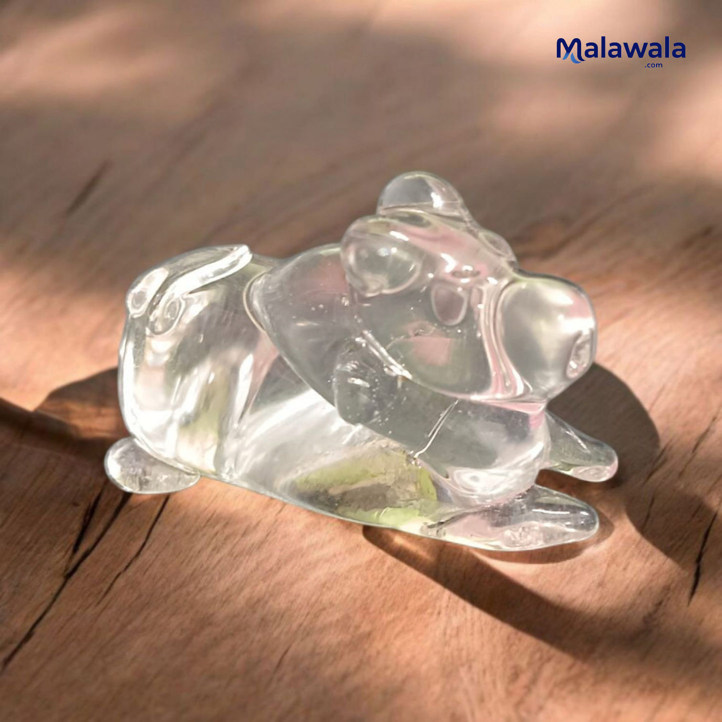 Crystal Nandi – Sphatik Nandi Set of 2 | Lab Certified for Blessings & Spiritual Strength – Malawala