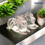 Crystal Nandi – Sphatik Nandi Set of 2 | Lab Certified for Blessings & Spiritual Strength – Malawala