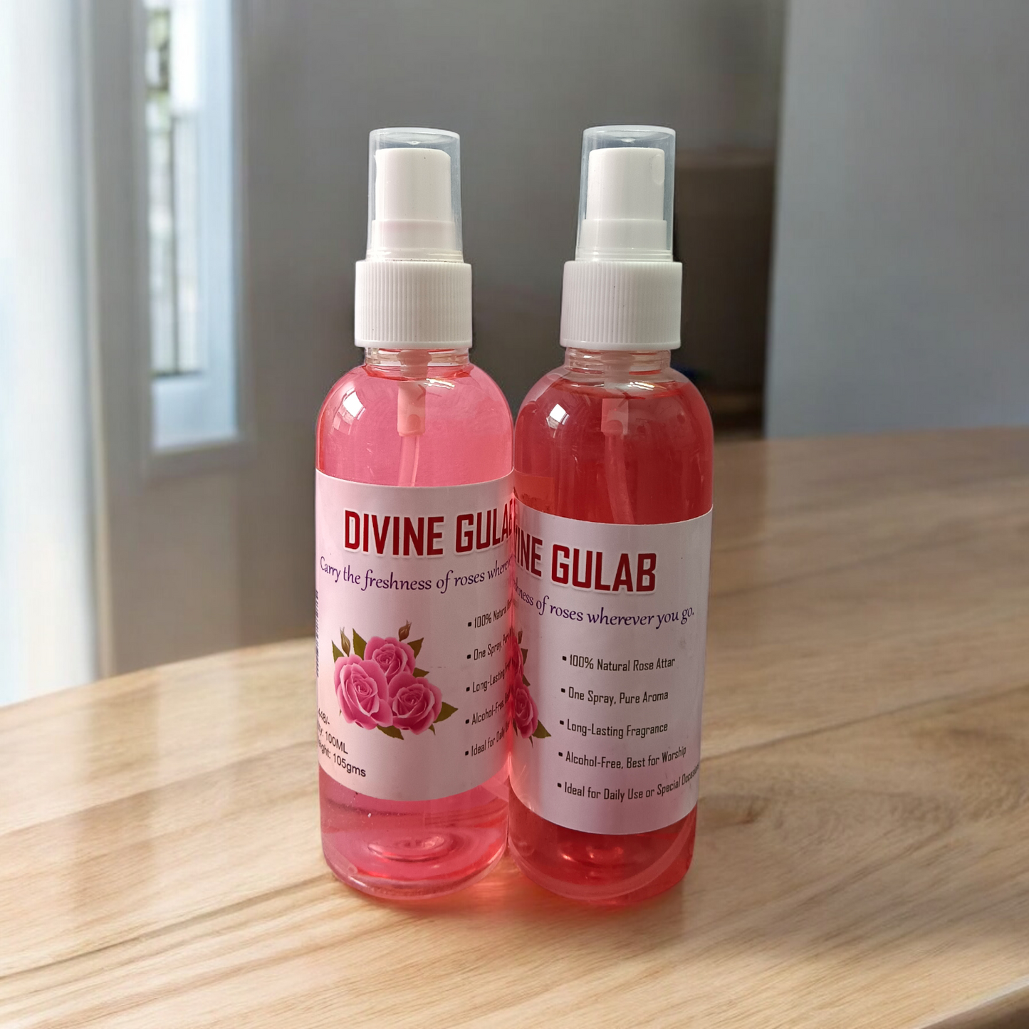 Divine Gulab Spray Attar 100ML set of two bottles with elegant packaging