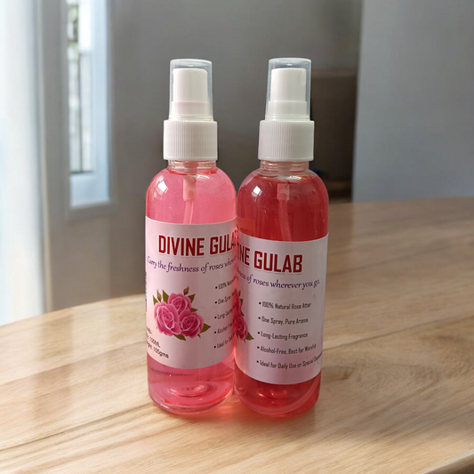Divine Gulab Spray Attar 100ML set of two bottles with elegant packaging