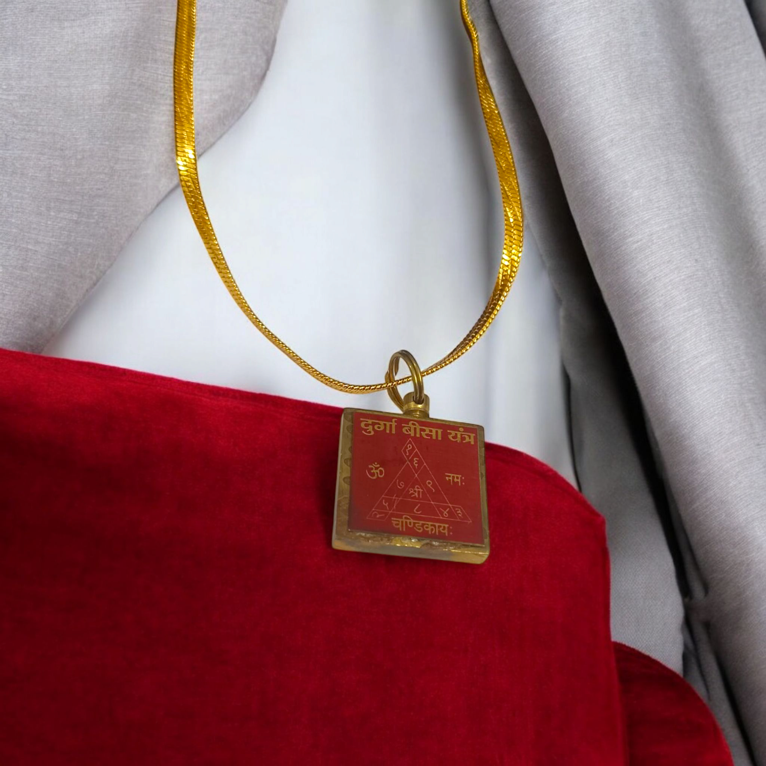 Durga Beesa Locket with Gold Plated Chain - Divine Maa Durga Pendant for Protection & Strength