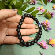 Ebony Wood Bracelet – Natural Unpolished Karungali Kattai Bracelet with Evil Eye Bead – Malawala