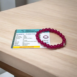 Elegant Pink Onyx Bracelet with 8mm round beads, stretchable design, lab certified crystal for emotional healing

