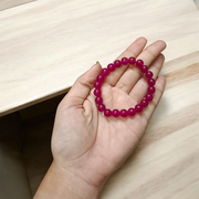 Elegant Pink Onyx Bracelet with 8mm round beads, stretchable design, lab certified crystal for emotional healing

