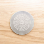Engraved Zodiac Selenite Crystal Charging Plate for cleansing and recharging crystals by MALAWALA