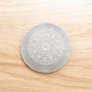Engraved Zodiac Selenite Crystal Charging Plate for cleansing and recharging crystals by MALAWALA