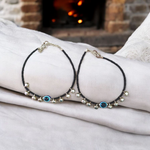 Fancy evil eye anklet for girls with adjustable chain, featuring blue enamel charm and beadwork, ideal for daily wear or special occasions