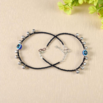 Fancy evil eye anklet for girls with adjustable chain, featuring blue enamel charm and beadwork, ideal for daily wear or special occasions