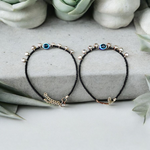 Fancy evil eye anklet for girls with adjustable chain, featuring blue enamel charm and beadwork, ideal for daily wear or special occasions