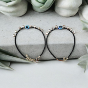 Fancy evil eye anklet for girls with adjustable chain, featuring blue enamel charm and beadwork, ideal for daily wear or special occasions