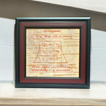 Framed Rahu Yantra hand-drawn on Bhojpatra with red ink, encased in a wooden frame for spiritual use and astrology correction