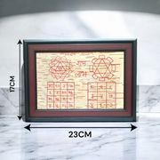 Framed Vyapaar Vridhi Yantra hand-inscribed on Bhojpatra for business growth, success, and prosperity in trade