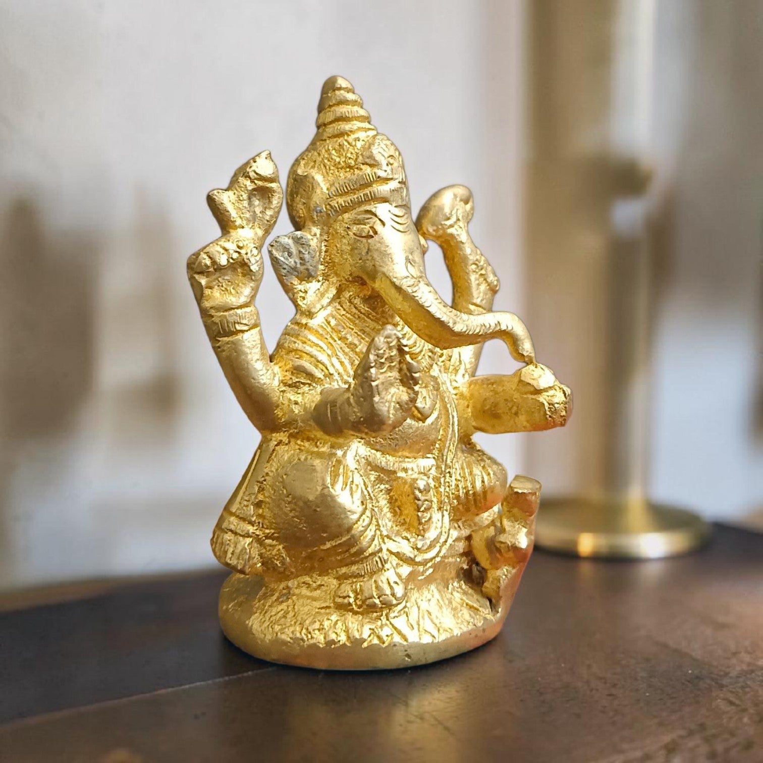 Ganesh Ji Brass Murti Idol for Home Temple Puja, Spiritual Decor and Vastu Blessings