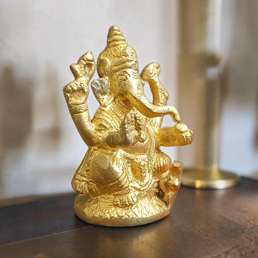 Ganesh Ji Brass Murti Idol for Home Temple Puja, Spiritual Decor and Vastu Blessings