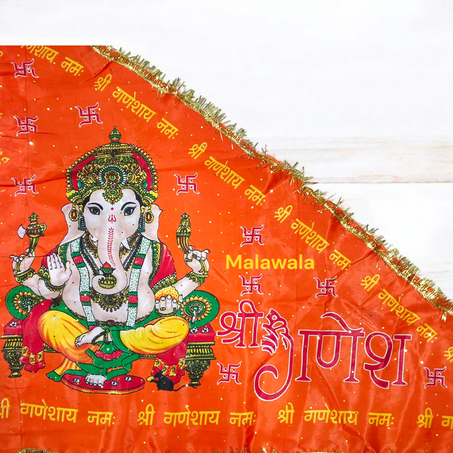 Ganesh Ji Jhanda | Ganpati Flag | Lord Ganesh Flag | Orange and Yellow Flag – Malawala