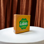 Golden-brown Labhganga Gold Loban resin pieces in a pouch, ready for hawan and pooja rituals