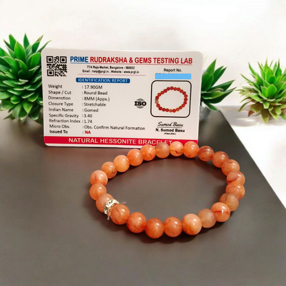 Gomed Bracelet - Natural Hessonite Garnet for Health & Protection with Lab Certificate - Malawala