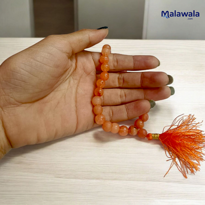 Gomed Mala - Natural Hessonite Garnet for Health & Protection with Lab Certificate - Malawala