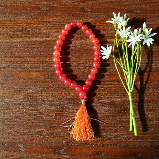 Gomed Mala Hessonite 8MM 27+1 Beads Lab Certified Malawala