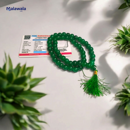 Green Hakik Mala 8MM - Natural Green Agate for Balance & Harmony with Lab Certificate - Malawala