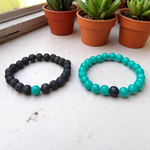 Grounded Hearts Bracelet Set – 8MM Beads, Lab Certified Lava & Turquoise | Malawala