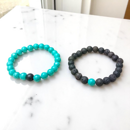 Grounded Hearts Bracelet Set – 8MM Beads, Lab Certified Lava & Turquoise | Malawala