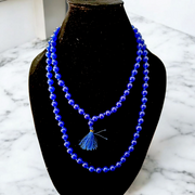Blue Hakik Mala 8MM - Natural Blue Agate for Calmness & Communication with Lab Certificate - Malawala