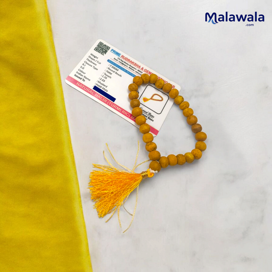 Haldi Mala 27+1 Beads Pure Turmeric Mala Lab Certified | Malawala