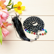 Handcrafted 7 Chakra Mala with Lava Beads, Agate Stones, and Buddha Charm - 6MM Beads - Perfect for Meditation & Chakra Healing