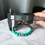 Handcrafted Blue Turquoise & Lava Bead Bracelet with 8MM stones on a stretchable band