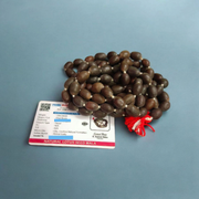 Handcrafted Kamal Gutta Mala made from natural lotus seed beads, available in 27+1 and 108+1 bead variants with a spiritual guru bead and certificate