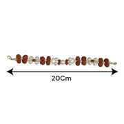 Handcrafted Natural Rudraksha and Pearl Bracelet with adjustable elastic design by Malawala
