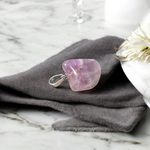 Handcrafted amethyst pendant with silver alloy chain – gemstone locket for healing and spiritual clarity