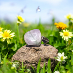 Handcrafted amethyst pendant with silver alloy chain – gemstone locket for healing and spiritual clarity